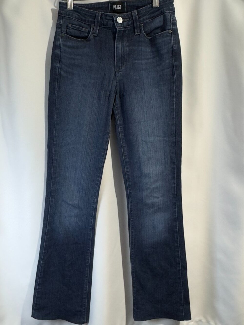 PAIGE High Rise Manhattan Boot Cut Jeans Size 26 Premium Denim Dark Wash Stretch